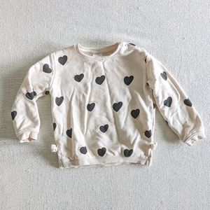 Zara Toddler Girls' Sweatshirt Hearts - Beige, 4-5 Years